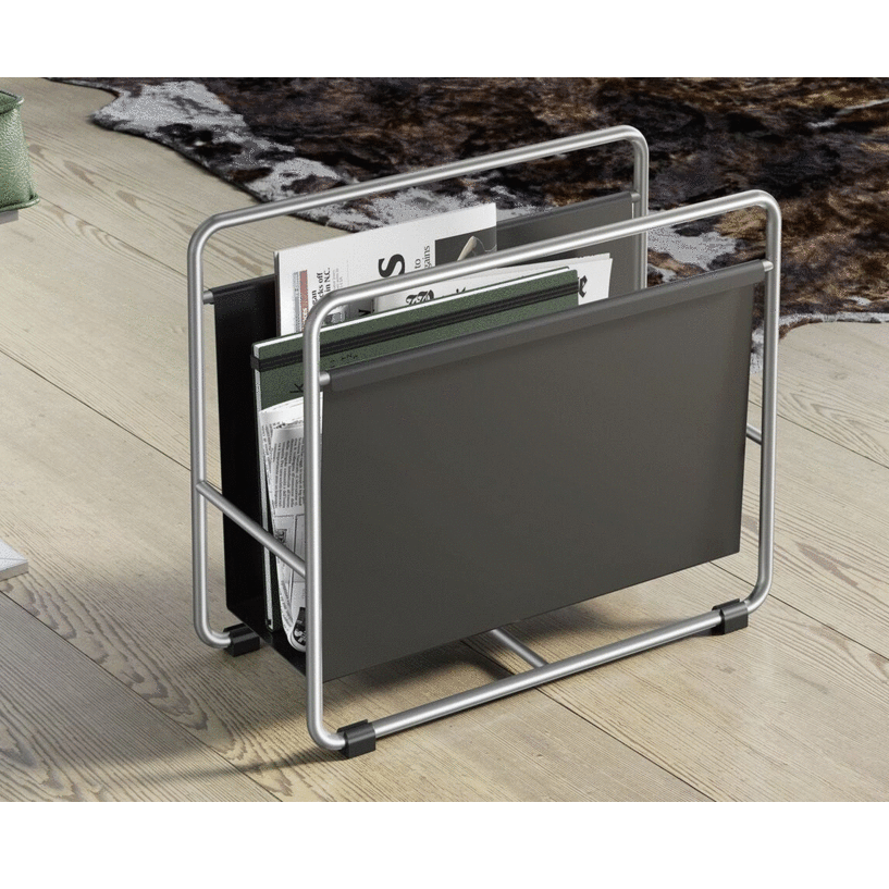 "KEFINO ZACK Minimalist matte black steel magazine rack"