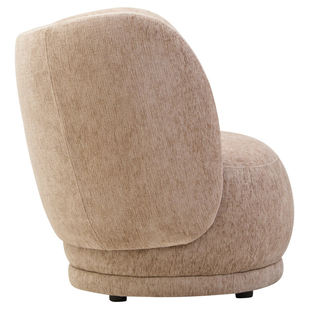 COVE Occasional chair with curved back and armrests − Stone-coloured upholstery KEFINO