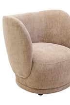 COVE Occasional chair with curved back and armrests − Stone-coloured upholstery KEFINO