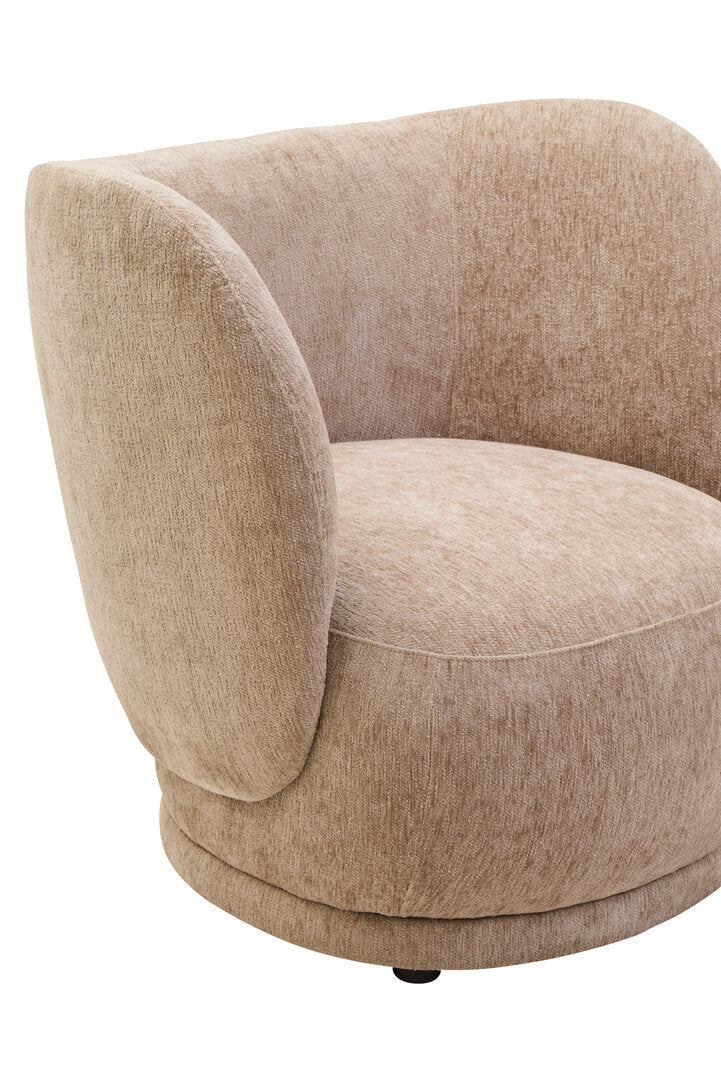 COVE Occasional chair with curved back and armrests − Stone-coloured upholstery KEFINO