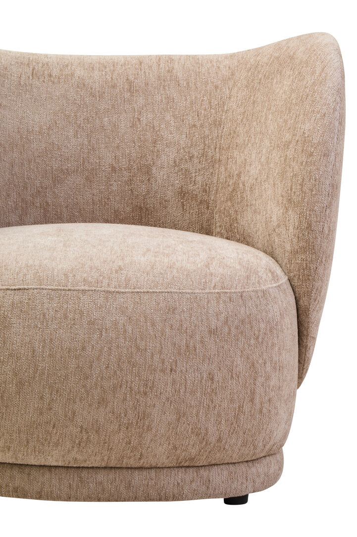 COVE Occasional chair with curved back and armrests − Stone-coloured upholstery KEFINO