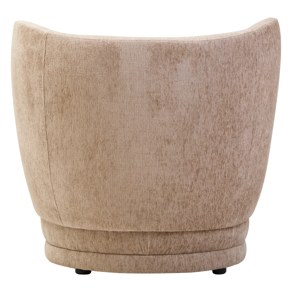 COVE Occasional chair with curved back and armrests − Stone-coloured upholstery KEFINO