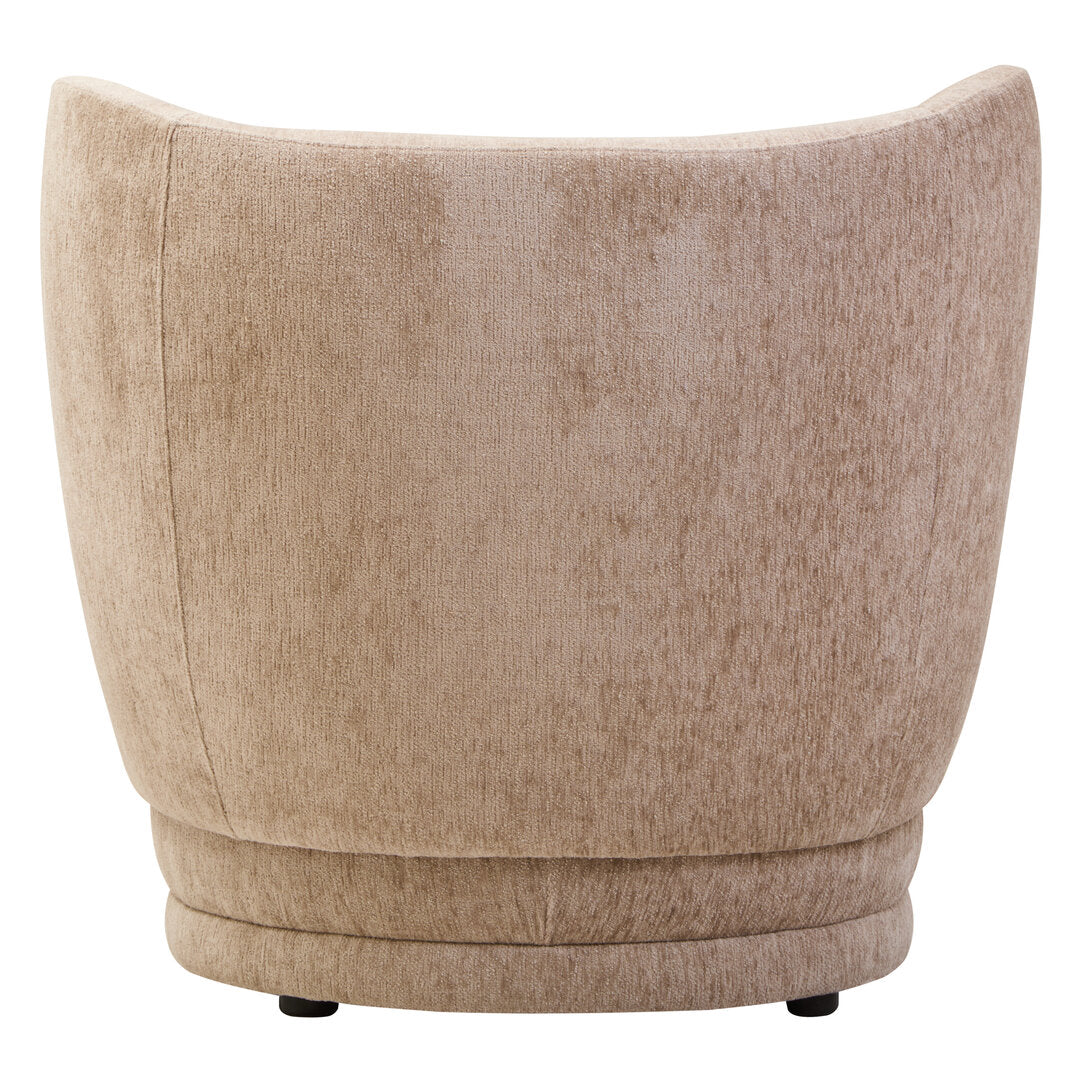 COVE Occasional chair with curved back and armrests − Stone-coloured upholstery KEFINO