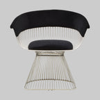 MESH NOIR Wired Lounge Chair with Black Velvet Upholstery over Stainless Steel Frame KEFINO