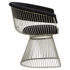 MESH NOIR Wired Lounge Chair with Black Velvet Upholstery over Stainless Steel Frame KEFINO