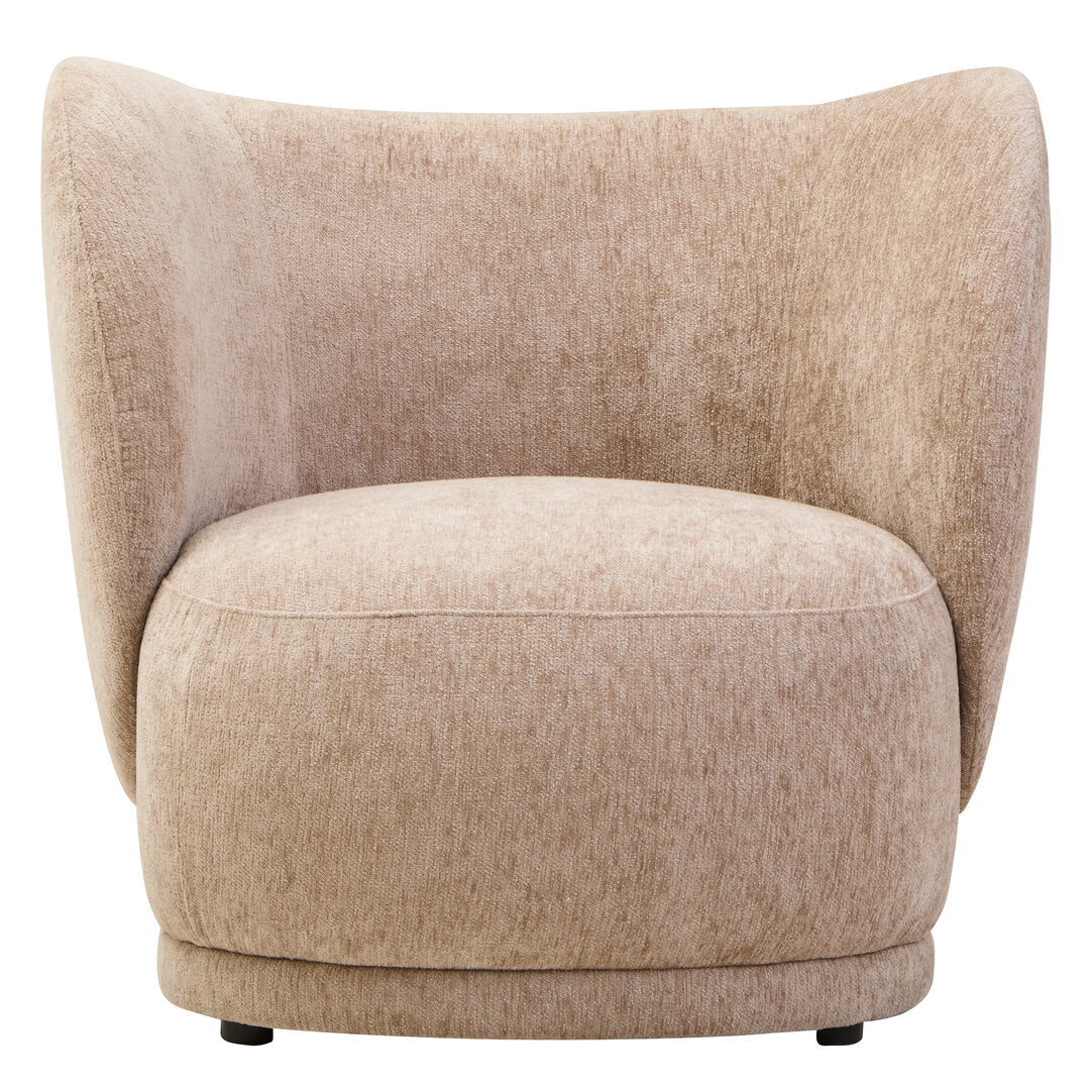 COVE Occasional chair with curved back and armrests − Stone-coloured upholstery KEFINO
