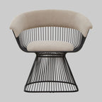 MESH MINK Wired Lounge Chair with Mink Velvet Upholstery over Black Stainless Steel Frame KEFINO
