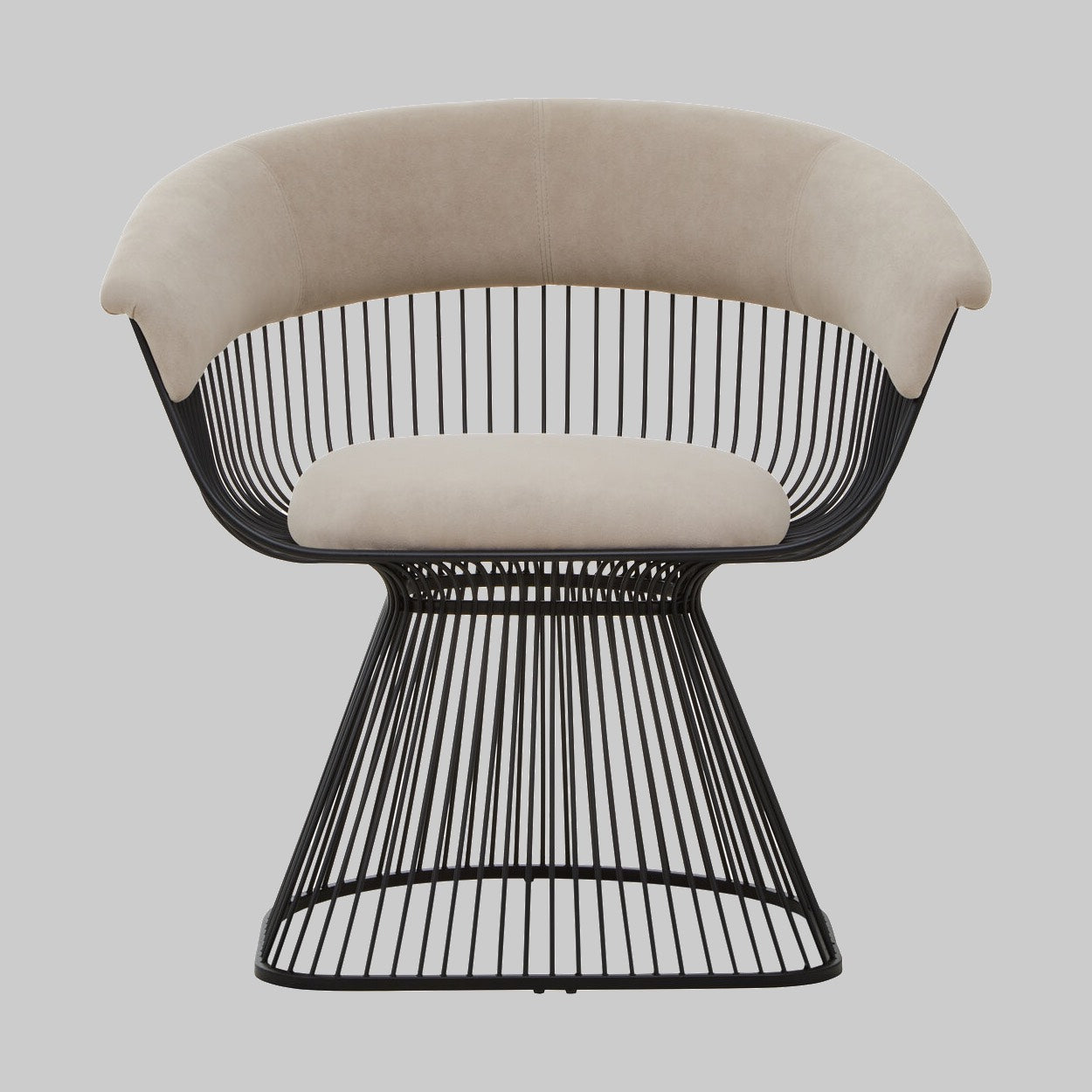 MESH MINK Wired Lounge Chair with Mink Velvet Upholstery over Black Stainless Steel Frame KEFINO