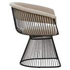MESH MINK Wired Lounge Chair with Mink Velvet Upholstery over Black Stainless Steel Frame KEFINO