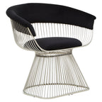 MESH NOIR Wired Lounge Chair with Black Velvet Upholstery over Stainless Steel Frame KEFINO