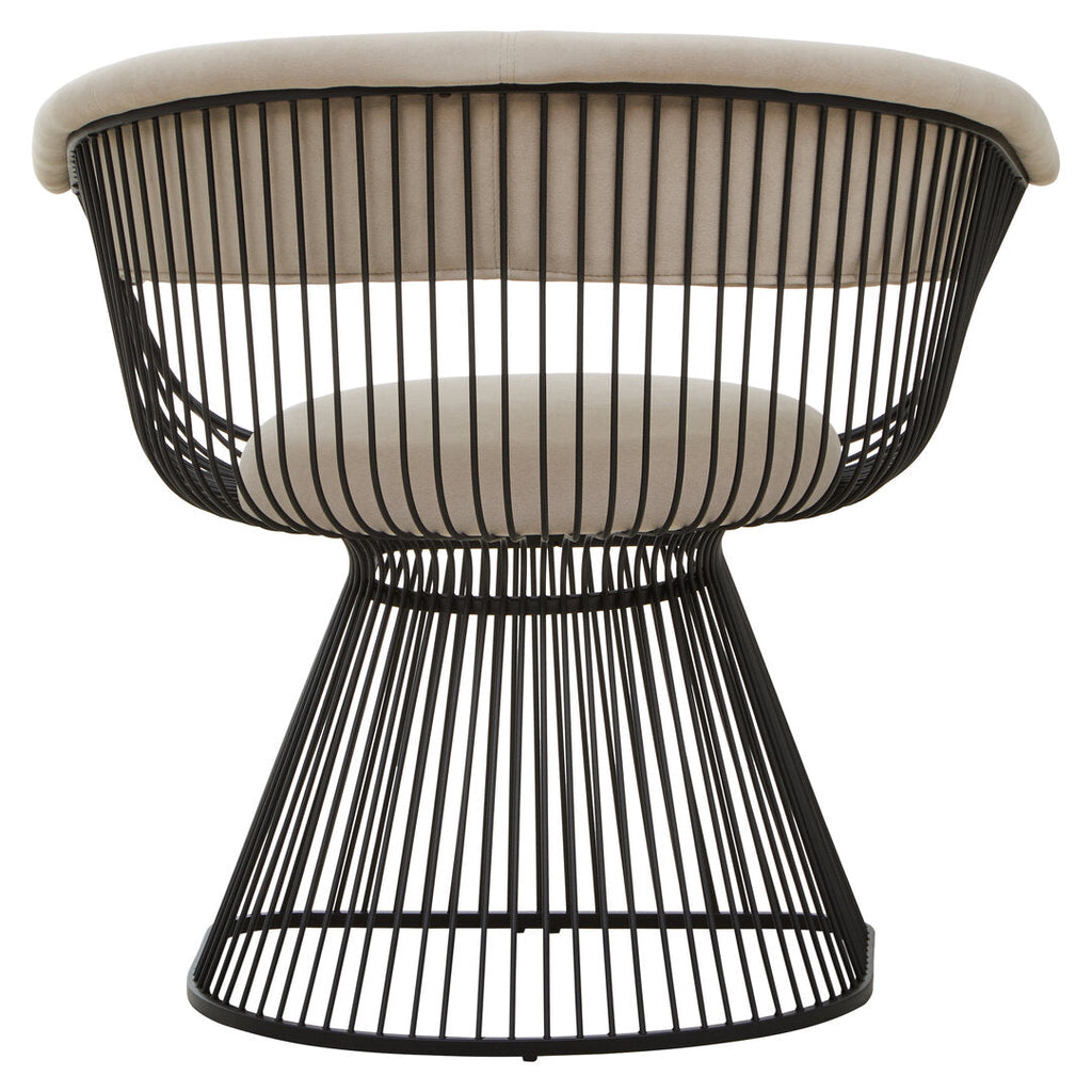 MESH MINK Wired Lounge Chair with Mink Velvet Upholstery over Black Stainless Steel Frame KEFINO