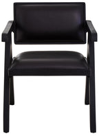 ROAN NOIR Black Wooden Dining Chair with Black Leather Upholstery KEFINO