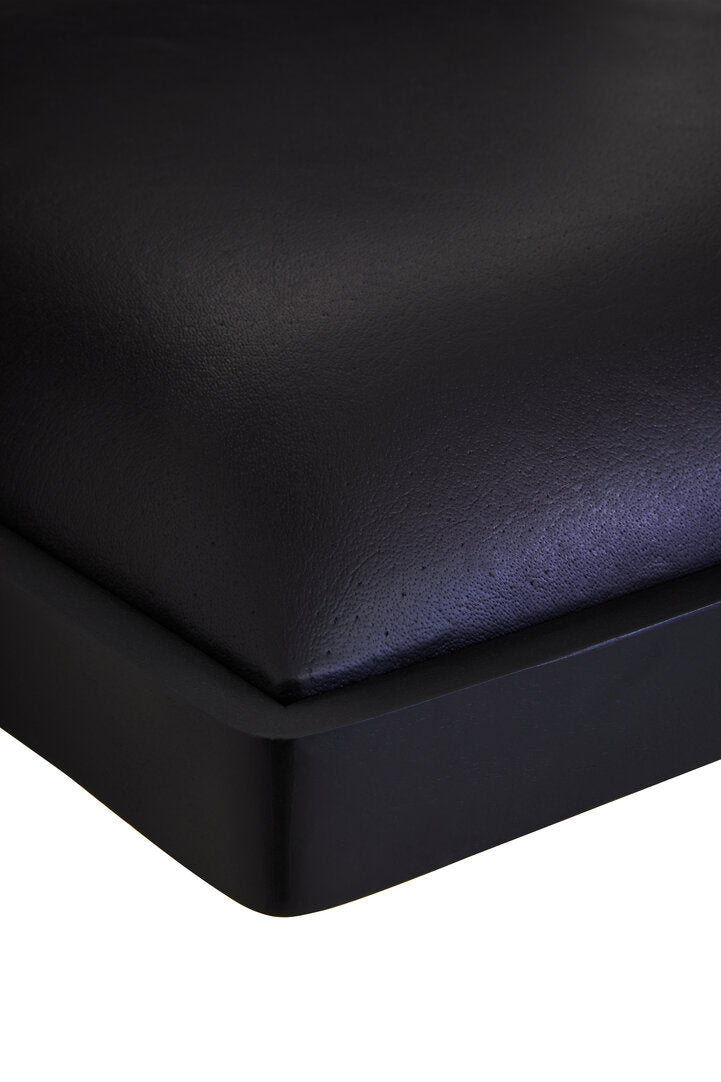 ROAN NOIR Black Wooden Dining Chair with Black Leather Upholstery KEFINO