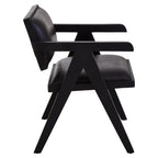 ROAN NOIR Black Wooden Dining Chair with Black Leather Upholstery KEFINO
