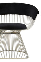 MESH NOIR Wired Lounge Chair with Black Velvet Upholstery over Stainless Steel Frame KEFINO