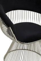 MESH NOIR Wired Lounge Chair with Black Velvet Upholstery over Stainless Steel Frame KEFINO