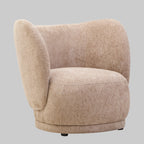 COVE Occasional chair with curved back and armrests − Stone-coloured upholstery KEFINO