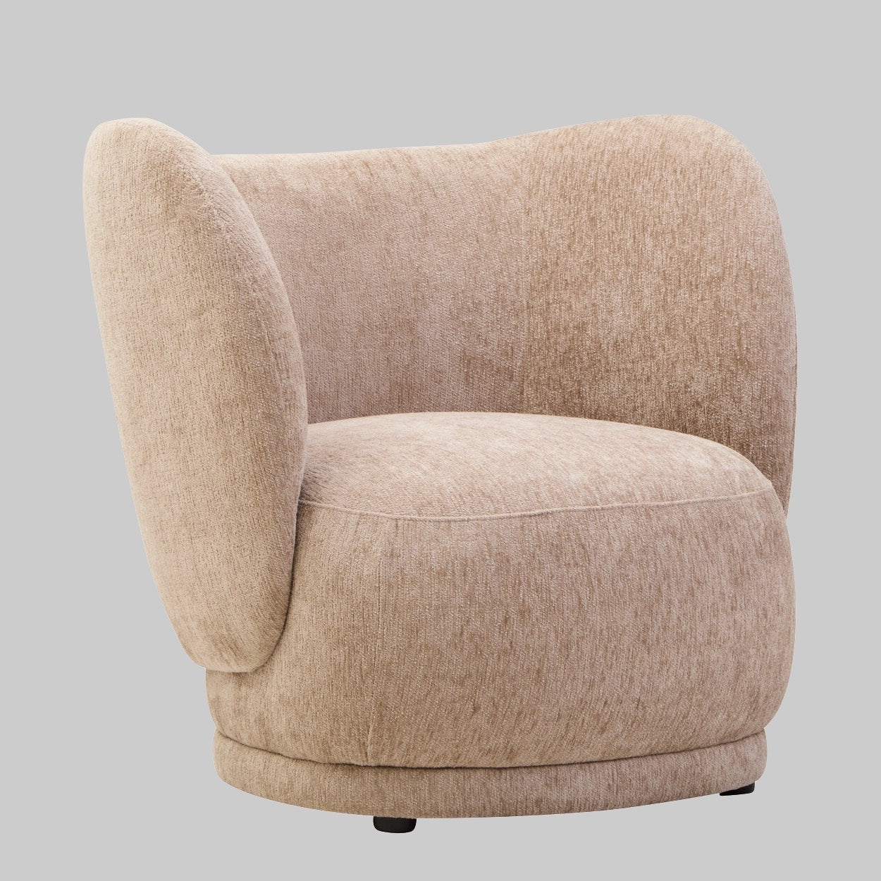 COVE Occasional chair with curved back and armrests − Stone-coloured upholstery KEFINO