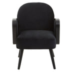 WREN Midcentury Rattan and Black Velvet Armchair KEFINO