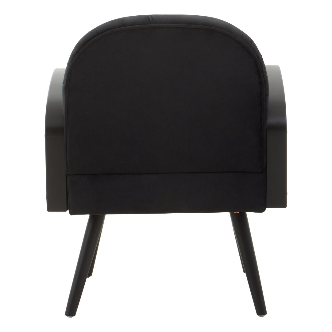 WREN Midcentury Rattan and Black Velvet Armchair KEFINO