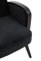 WREN Midcentury Rattan and Black Velvet Armchair KEFINO