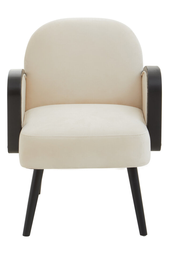 WREN Mid-century Rattan and Cream Velvet Armchair KEFINO
