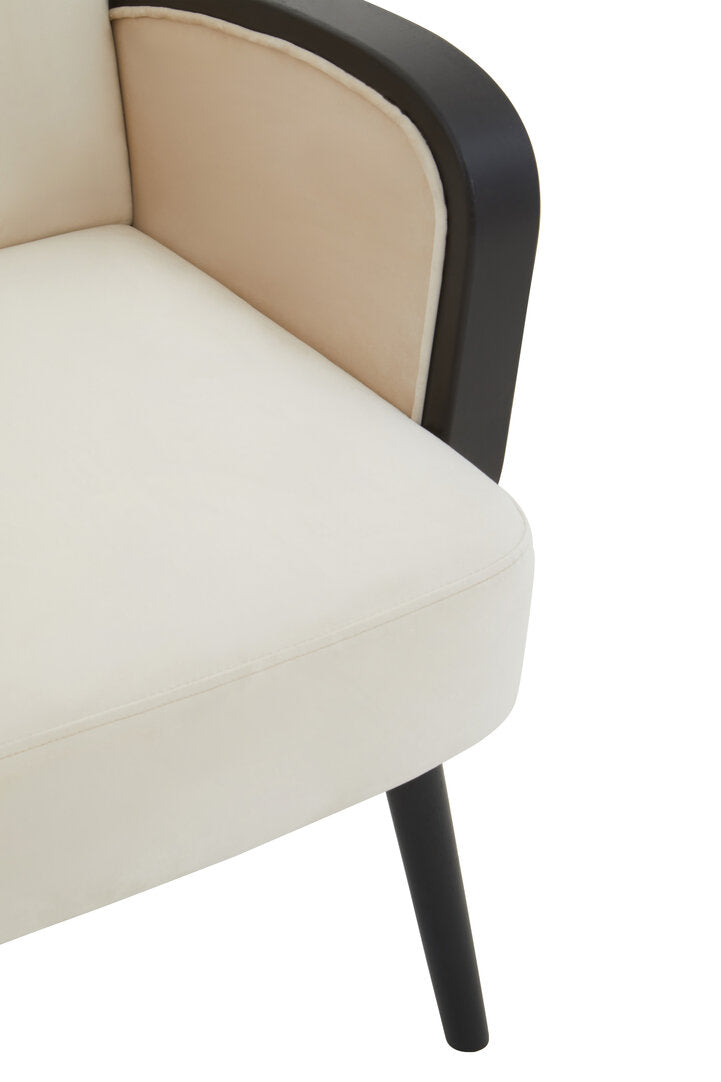 WREN Mid-century Rattan and Cream Velvet Armchair KEFINO