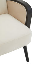 WREN Mid-century Rattan and Cream Velvet Armchair KEFINO