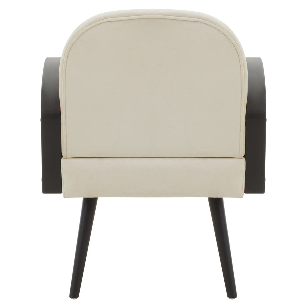 WREN Mid-century Rattan and Cream Velvet Armchair KEFINO