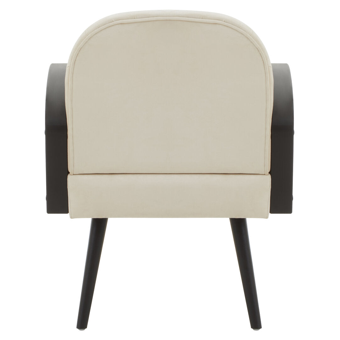 WREN Mid-century Rattan and Cream Velvet Armchair KEFINO