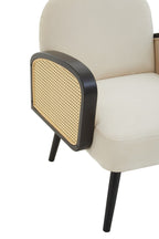 WREN Mid-century Rattan and Cream Velvet Armchair KEFINO