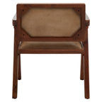 ROAN Natural Wooden Dining Chair with Brown Leather Upholstery KEFINO