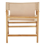 IVORY Cream Leather and Teak Wood Dining Chair KEFINO