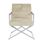 CROSS Stainless Steel Cross Leg Dining Chair with Genuine Leather Upholstery KEFINO