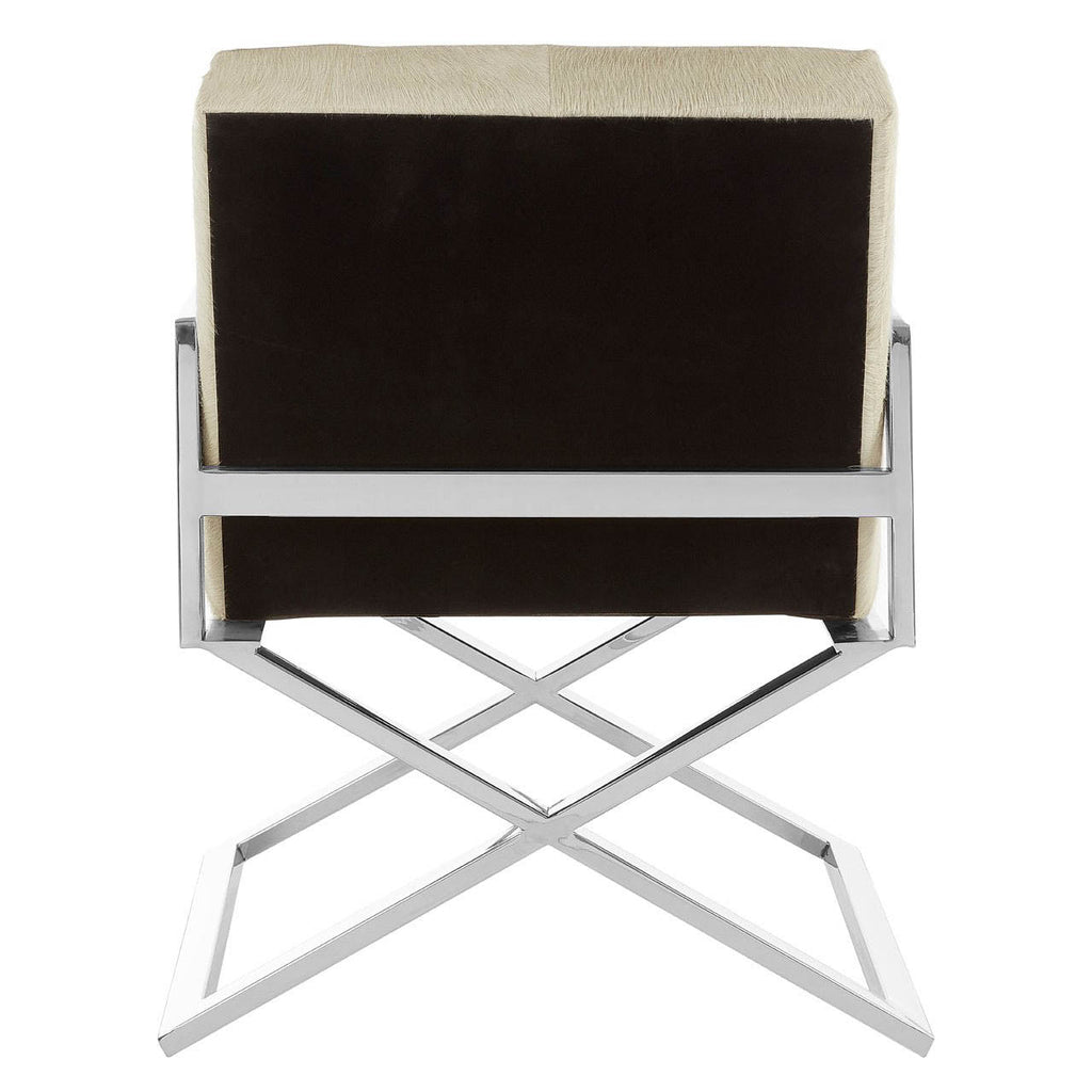 CROSS Stainless Steel Cross Leg Dining Chair with Genuine Leather Upholstery KEFINO