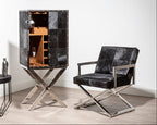 CROSS Stainless Steel Cross Leg Dining Chair with Genuine Leather Upholstery KEFINO