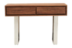 TERRA Acacia Wood Drawer Console with Polished Stainless Steel Legs KEFINO