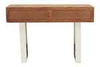 TERRA Acacia Wood Drawer Console with Polished Stainless Steel Legs KEFINO