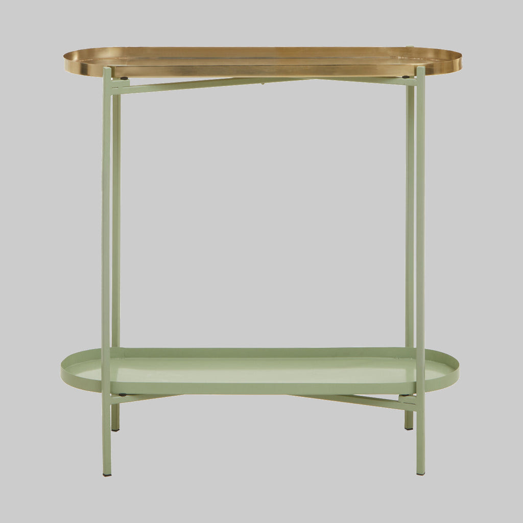 GROVE Green and Gold Iron Console Side Table KEFINO