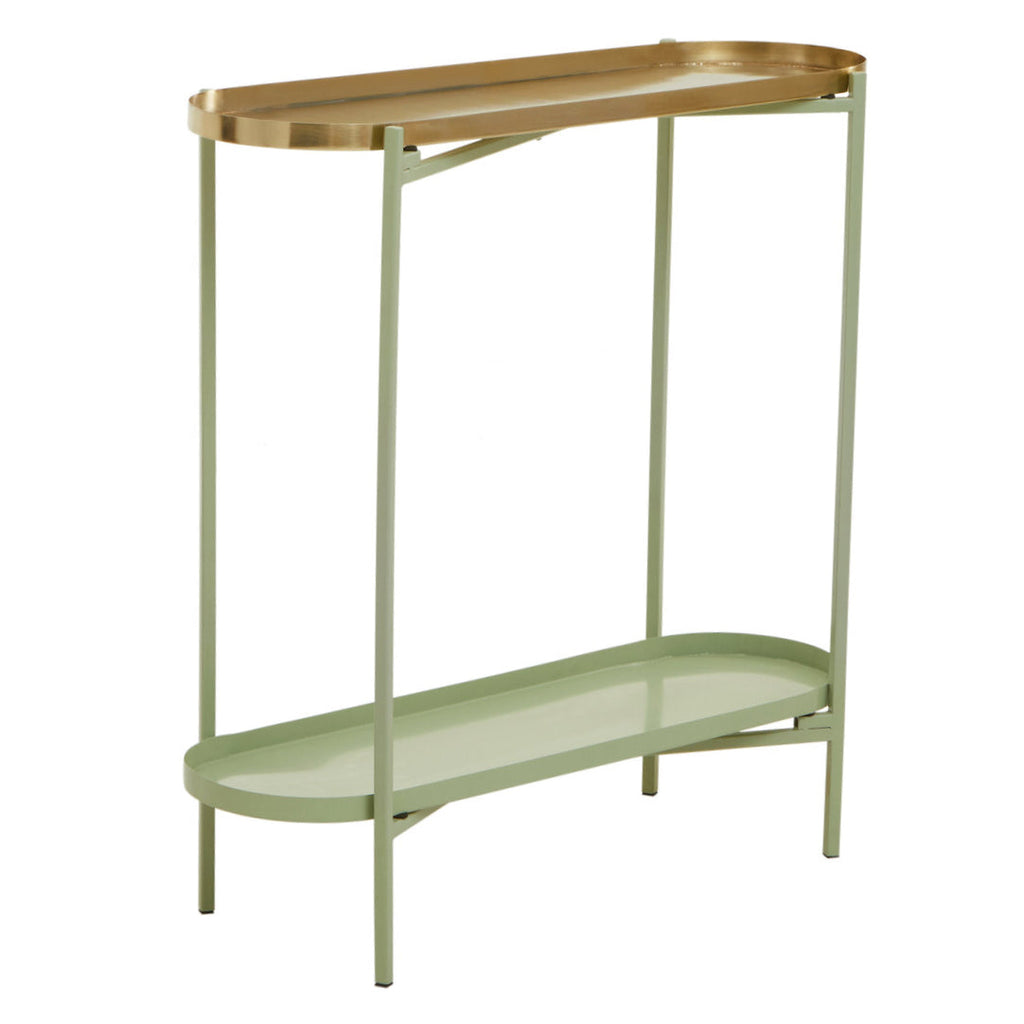 GROVE Green and Gold Iron Console Side Table KEFINO