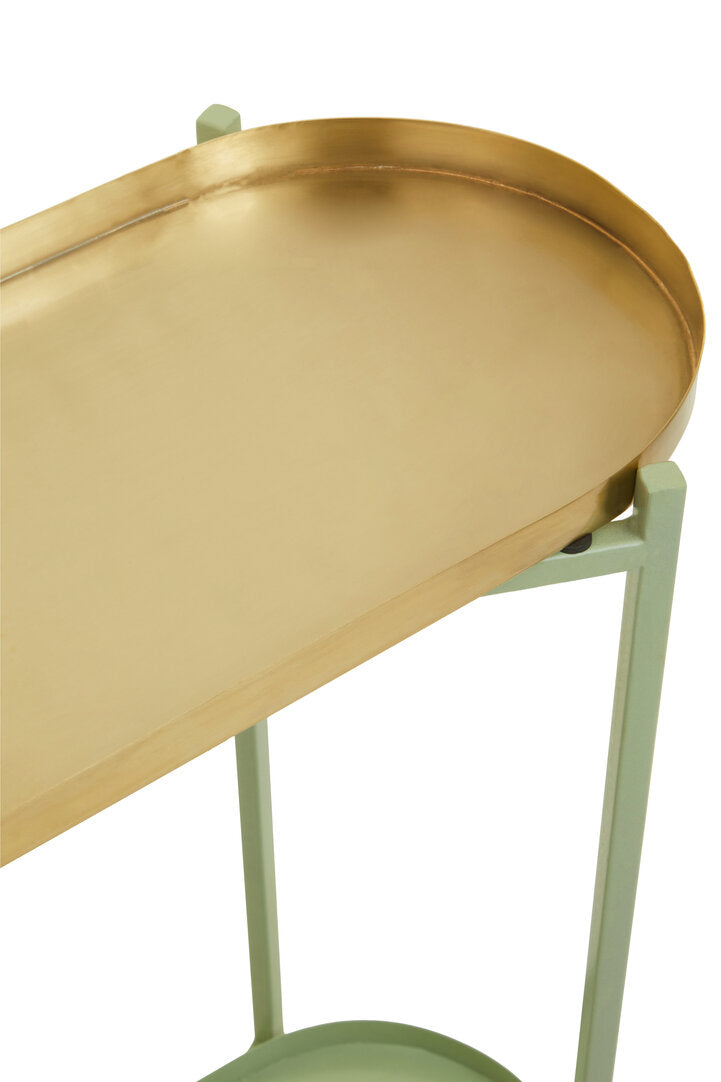 GROVE Green and Gold Iron Console Side Table KEFINO