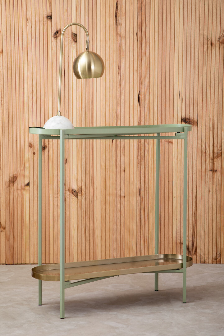 GROVE Green and Gold Iron Console Side Table KEFINO