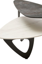 SHIFT Asymmetric two-tier ceramic coffee table − black and white KEFINO