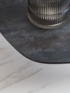SHIFT Asymmetric two-tier ceramic coffee table − black and white KEFINO