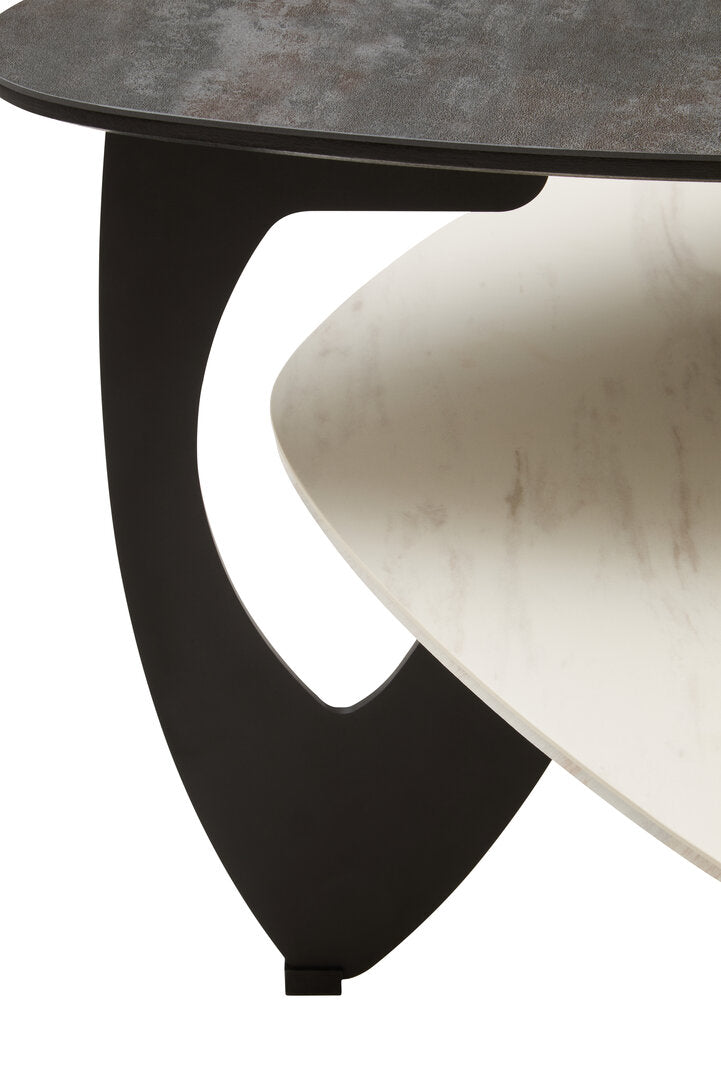 SHIFT Asymmetric two-tier ceramic coffee table − black and white KEFINO