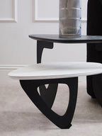 SHIFT Asymmetric two-tier ceramic coffee table − black and white KEFINO