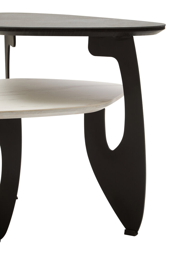 SHIFT Asymmetric two-tier ceramic coffee table − black and white KEFINO