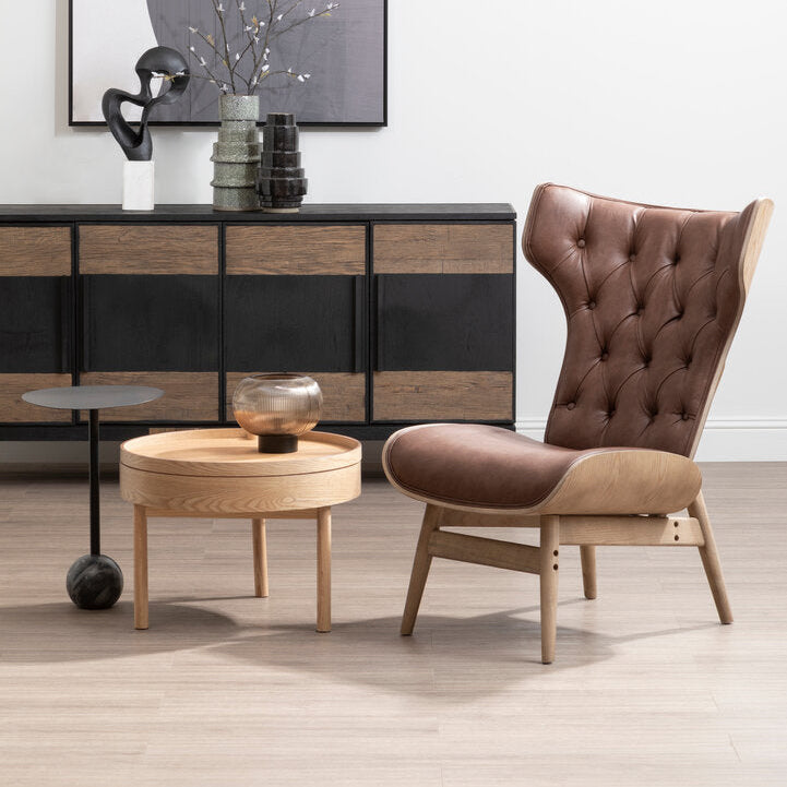 SPIN Mid-century wooden coffee table with hidden, revolving storage KEFINO