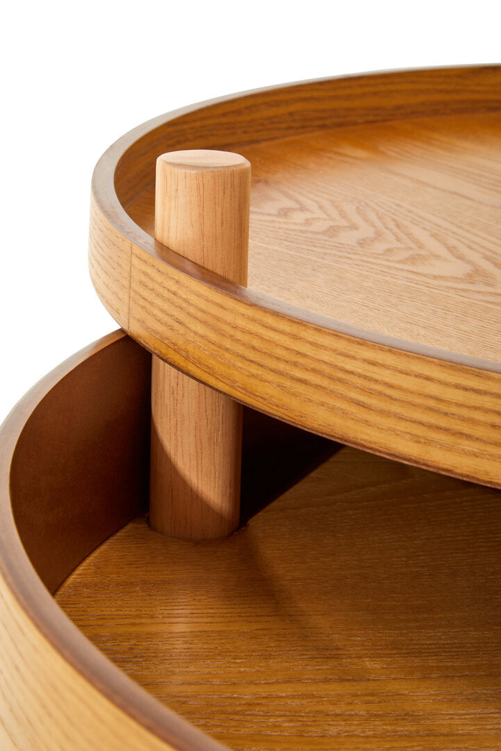 SPIN Mid-century wooden coffee table with hidden, revolving storage KEFINO