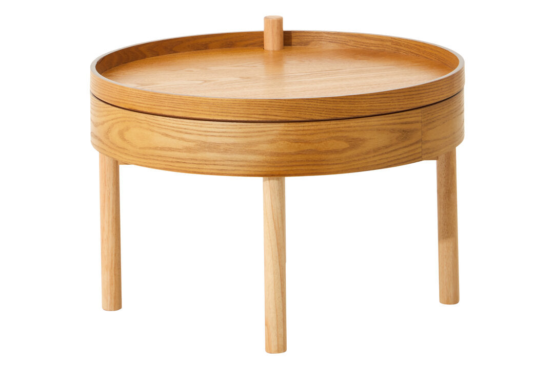 SPIN Mid-century wooden coffee table with hidden, revolving storage KEFINO